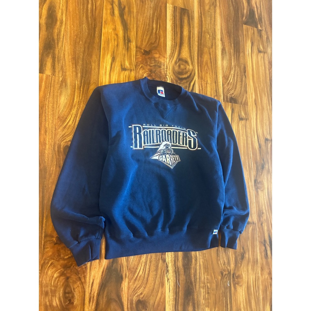 Vintage Russell Athletic Navy Railroaders Garrett Sweatshirt‎ Crewneck Small